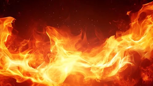 Intense Flames and Fire Abstract on Dark Background.