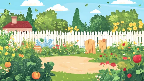 Sunlit cottage garden hums with blooms, butterflies, and hope