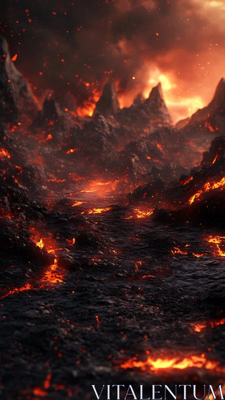 Molten Inferno Valley with Erupting Lava Streams.