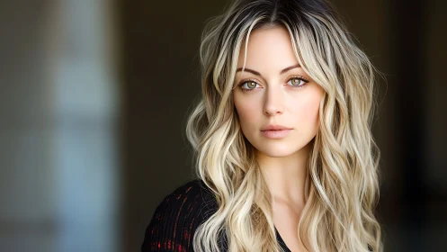 Blonde portrait subject with soft bokeh background lighting.