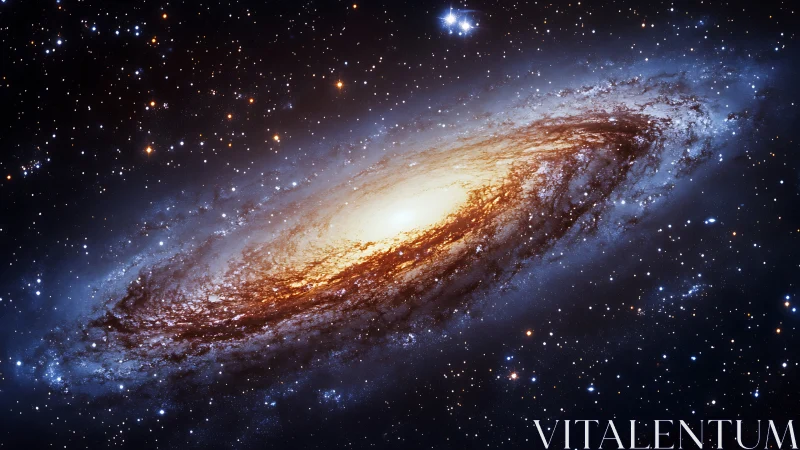 Spiral galaxy ignites a celestial whirlpool of starlight.