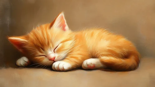 A Peacefully Sleeping Orange Tabby Cat.