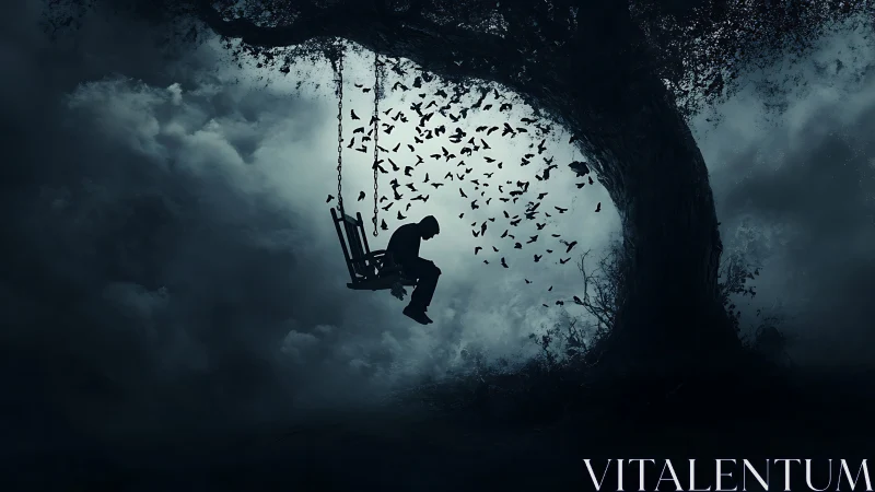 Midnight swing drifts through a storm of unspoken wings