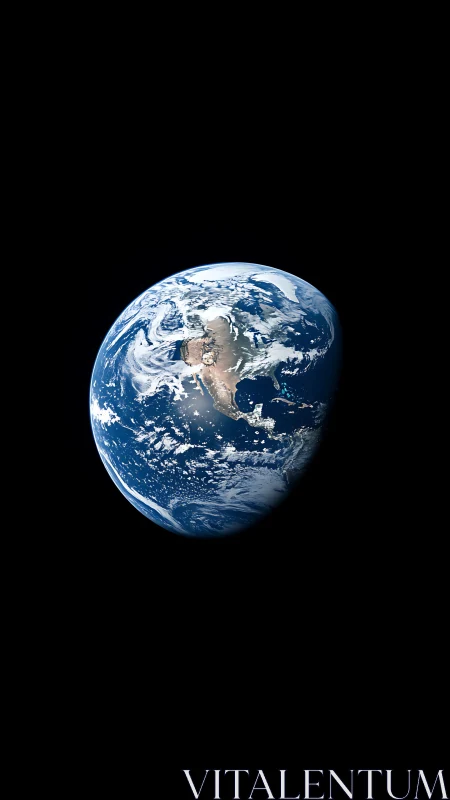 Earth viewed from space with North America sunlit clearly.