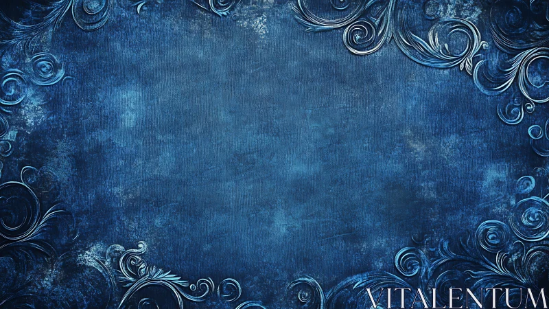 Blue textured background with ornate decorative border frame.