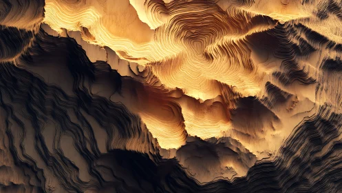 Layered topographic abstraction renders molten sandstone relief
