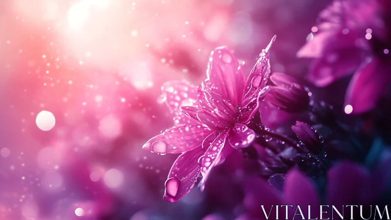 Dewdrop Symphony: Luminescent Petals in Pink Reverie.