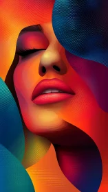 Neon portrait merges gradients, contour lines, sensual calm.