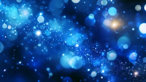 Shimmering blue starlight drifts softly through a dreamy sky