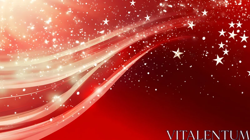 Starlit ribbons sweep across a crimson holiday sky tonight