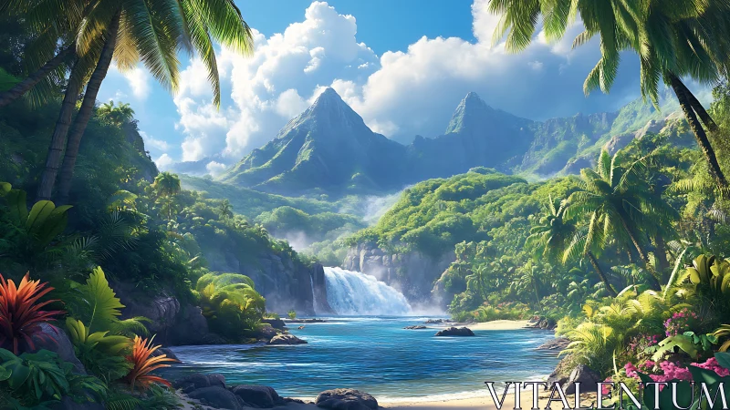 Emerald Valley Awakens: Tropical Paradise Framed by Towering Peaks