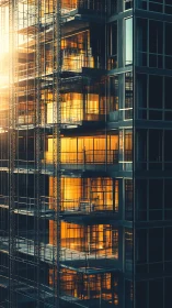 Sunlit skeleton of glass towers quietly rehearses tomorrow