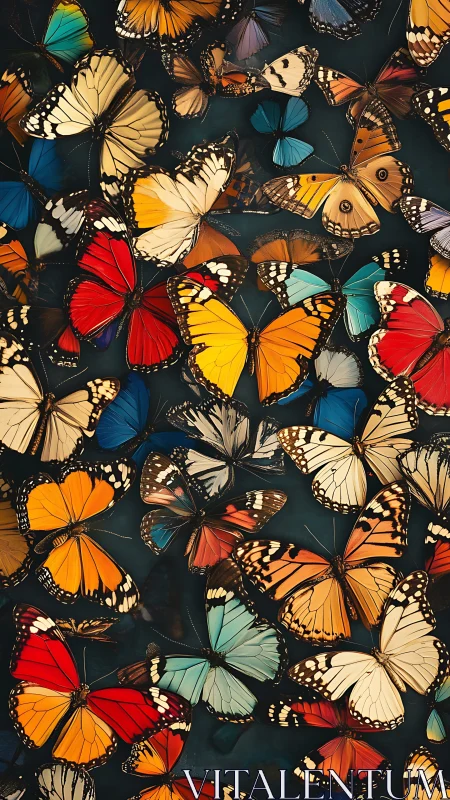 Colorful butterfly daydreams drifting on dark velvet sky.