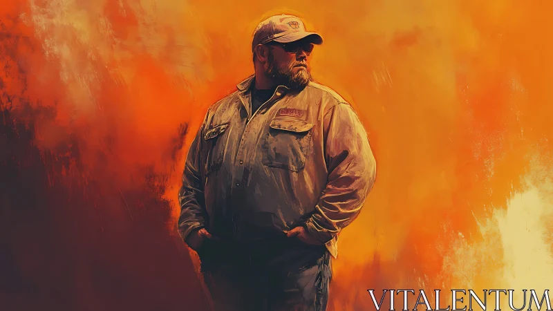 Middle aged man in jacket against vivid orange backdrop.