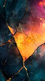 Shattered glass pattern with vivid orange light core.