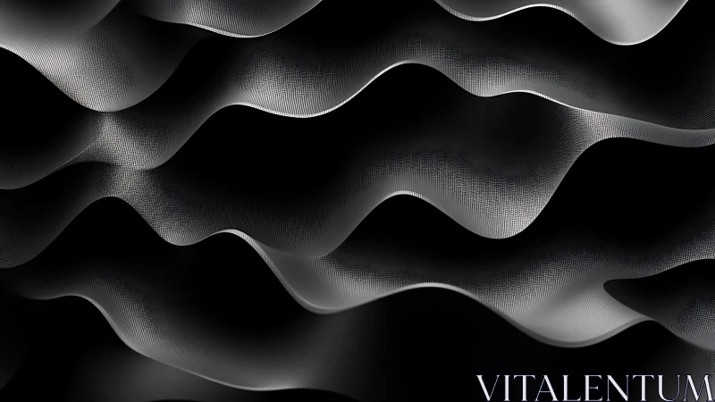 Monochrome metallic waves flow in layered abstract motion.