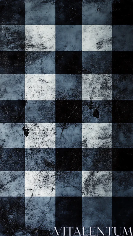 Grunge textured checkered pattern in dark monochrome tones.