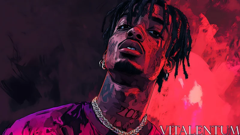 Bold neon portrait captures intense urban attitude and fire