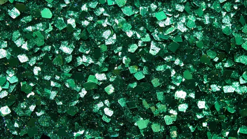 Macro analysis of green reflective glitter particle field.