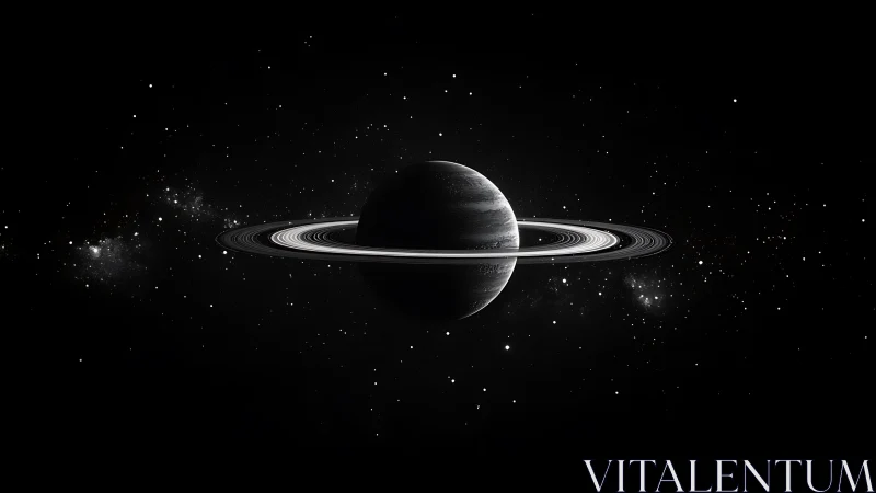 Graceful ringed planet drifting quietly through starlight.