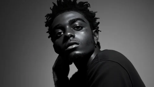 Moody monochrome portrait captures introspective male gaze