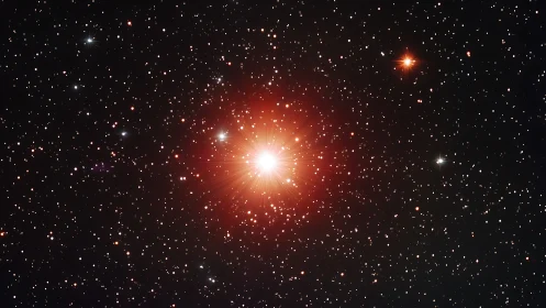 High-luminosity red giant with diffraction flare in dense starfield