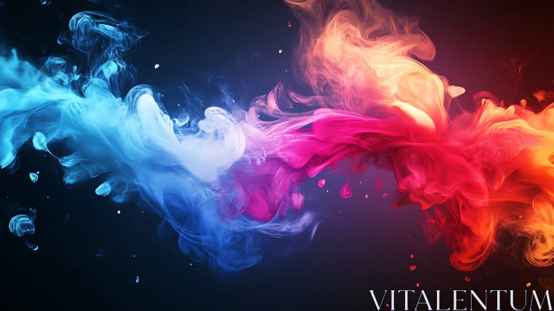 Chromatic fluid dynamics collision of tri-color vapor plumes.