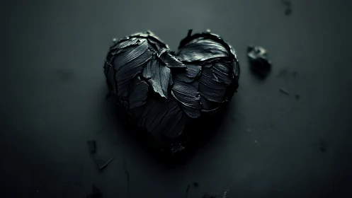 Shadowed tar-heart quietly glistens under distant light