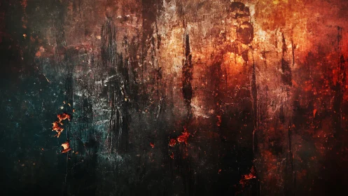 Textured abstract wallscape with burned patina gradients.