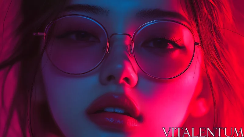 Neon-lit close-up portrait uses dual-tone cyberpunk lighting study