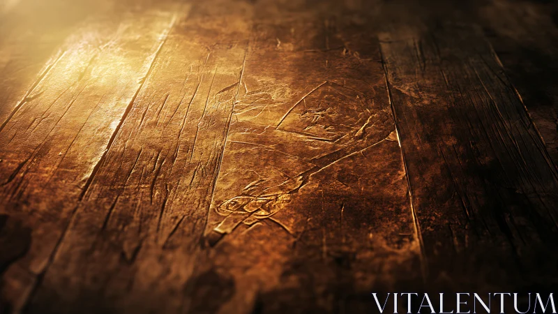 Ancient wooden sigil glows in emberlit mystery and dusted time.