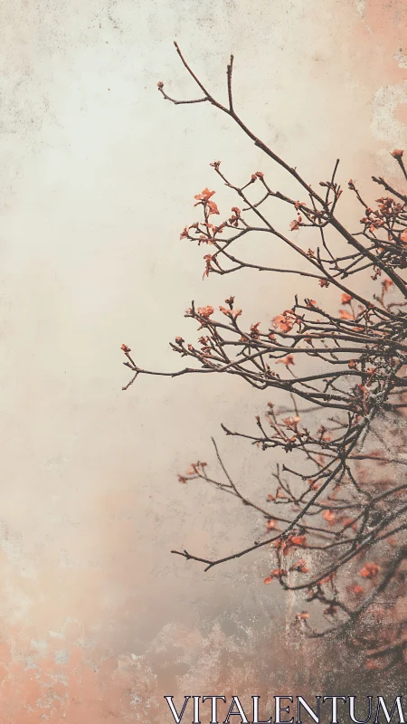 Soft blush branches leaning into a quiet pastel morning.