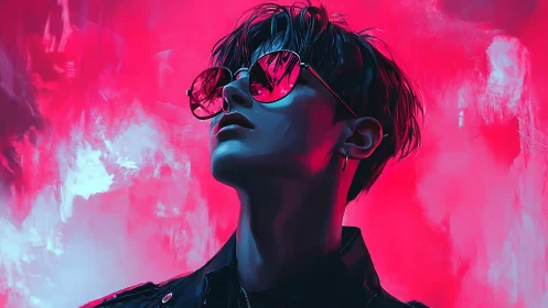 Electric neon portrait glows with bold urban confidence