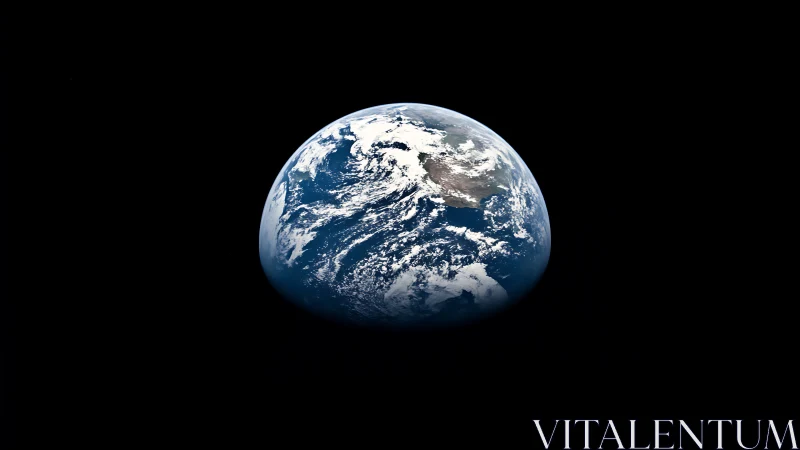 Earth portrait from orbit with illuminated Americas and cloud bands