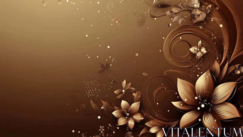 Elegant Brown Florals Dancing in Golden Light.