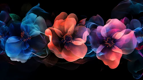 Neon Blooms Illuminate the Darkness with Ethereal Radiance.