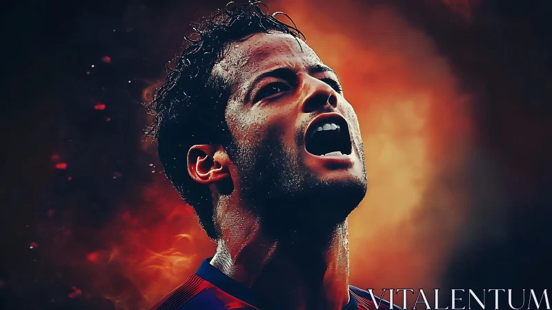 Fiery football portrait captures an explosive victory roar