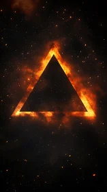 Luminous triangle form centered against starfield with radiant heat coloration
