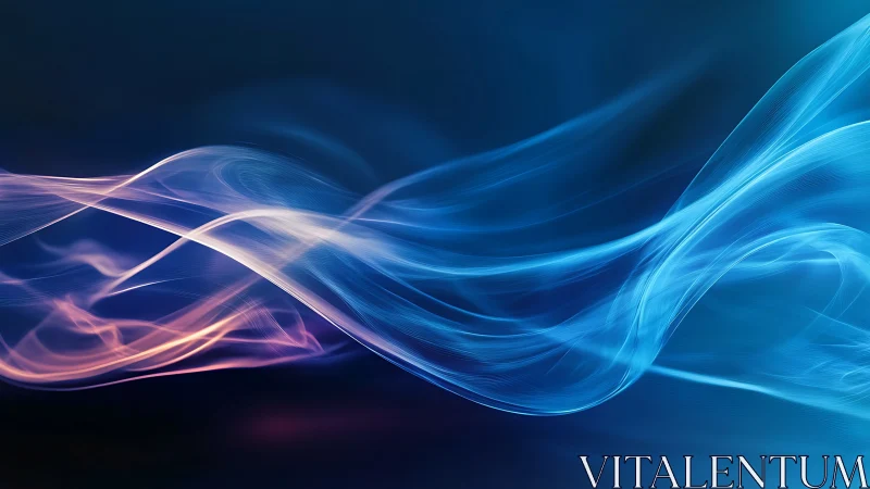 Luminous blue light waves flow across a deep digital void