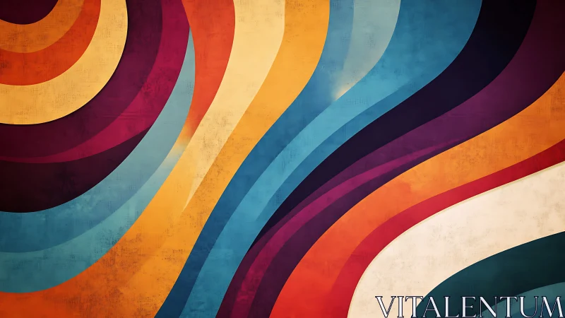 Swirling retro ribbons paint a sunlit wave of color.