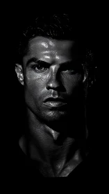 High contrast male portrait in dramatic side lighting.