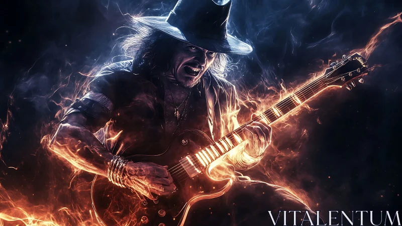 Fiery rock guitarist unleashes blazing solos with passion