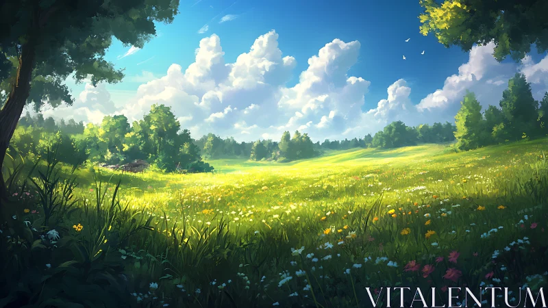 Sunlit meadow opens into a gentle dream of summer peace