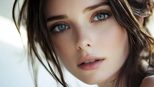 Close-up portrait of young woman with neutral expression.