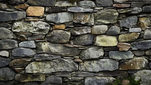 Rough stone wall texture with irregular rocks in rustic style.