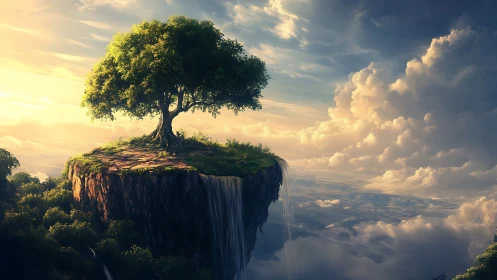 Solitary Tree Crowning Sky Island's Emerald Realm.