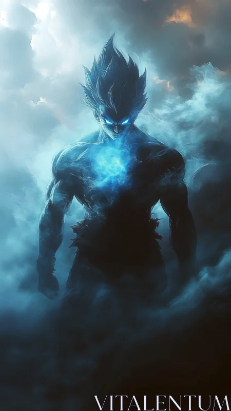 Stormforged warrior ignites within swirling cosmic thunder.