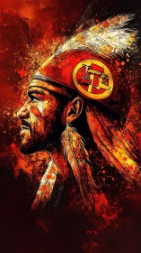 Ember crowned warrior in blazing feathered profile storm.