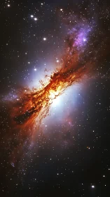 Stellar firestorm erupts through a jeweled, starlit cosmos.