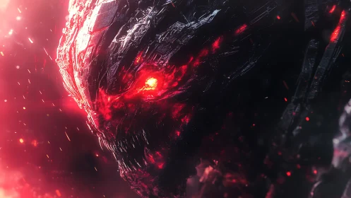 Fierce cosmic titan glowing with molten red energy.